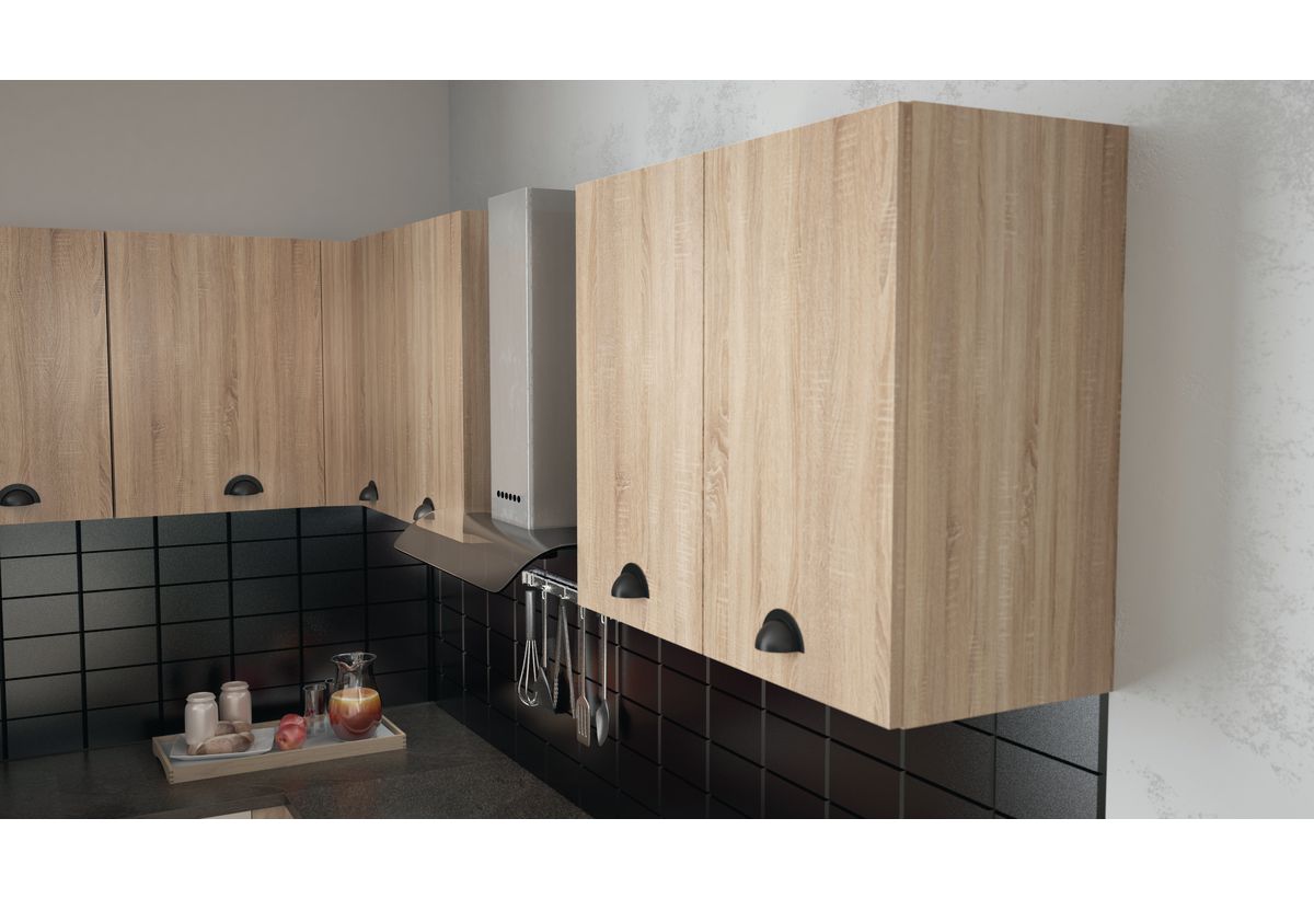 Απεικονίζονται τα κρεμαστά ντουλάπια της Nevra Κουζίνας για εντοιχιζόμενες συσκευές.